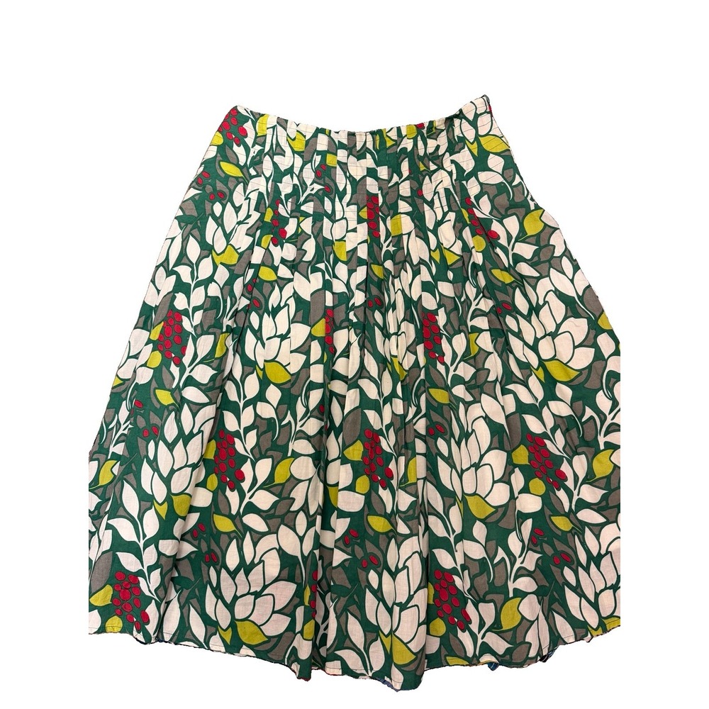 Lapis Green And Cream Floral Skirt  Size small